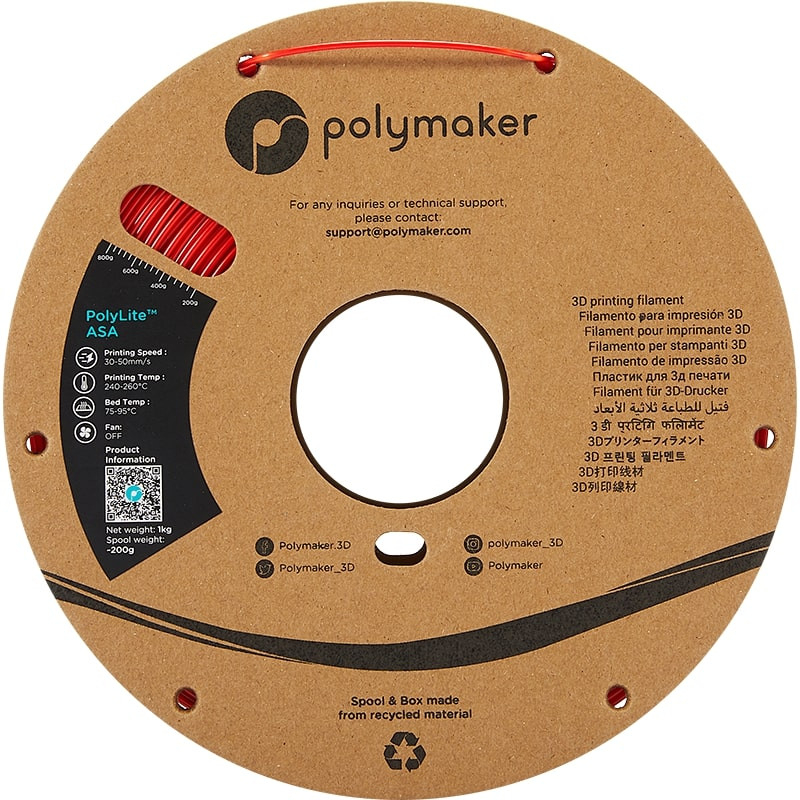 Polymaker PolyLite ASA Rouge - 2.85mm - 1 kg