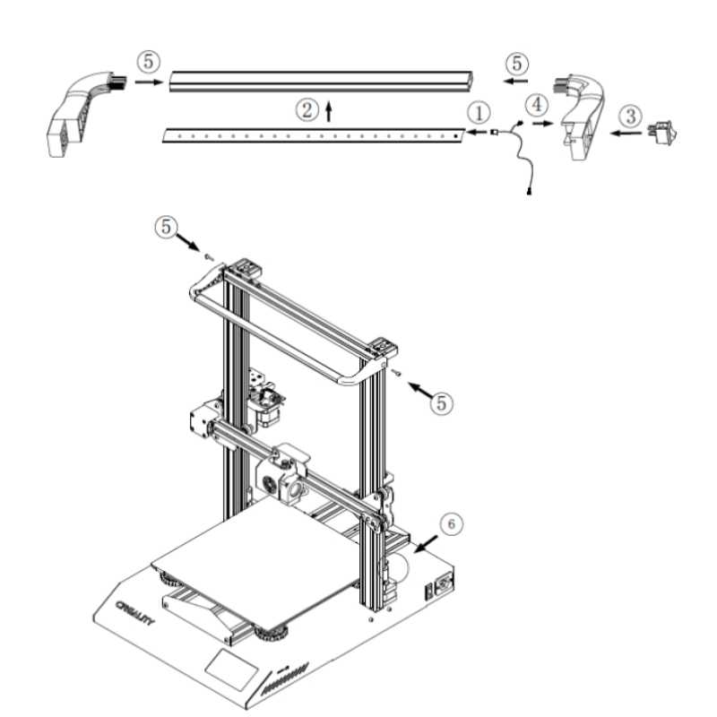Montage barre d'éclairage LED pour Creality Ender 3 S1 & S1 Pro