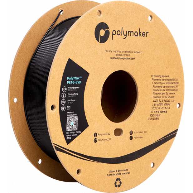 PolyMax Tough PETG ESD Zwart - 2.85mm - 500 g