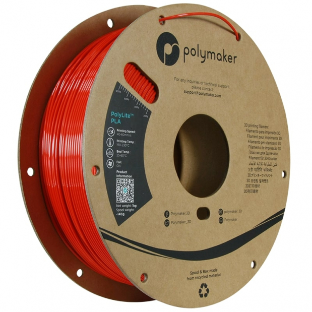 Polylite Zijde PLA Rood - 1.75mm - 1 kg