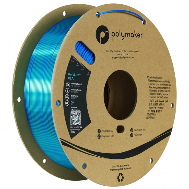 Polylite Dual Silk PLA Caribische Zee Blauw-Groen - 1.75mm - 1 kg