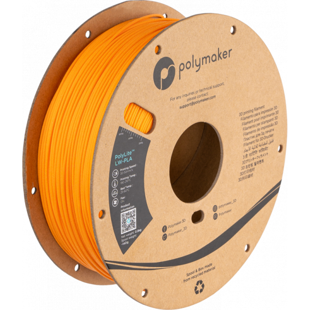 PolyLite LW-PLA Helder Oranje - 1.75mm - 800 g