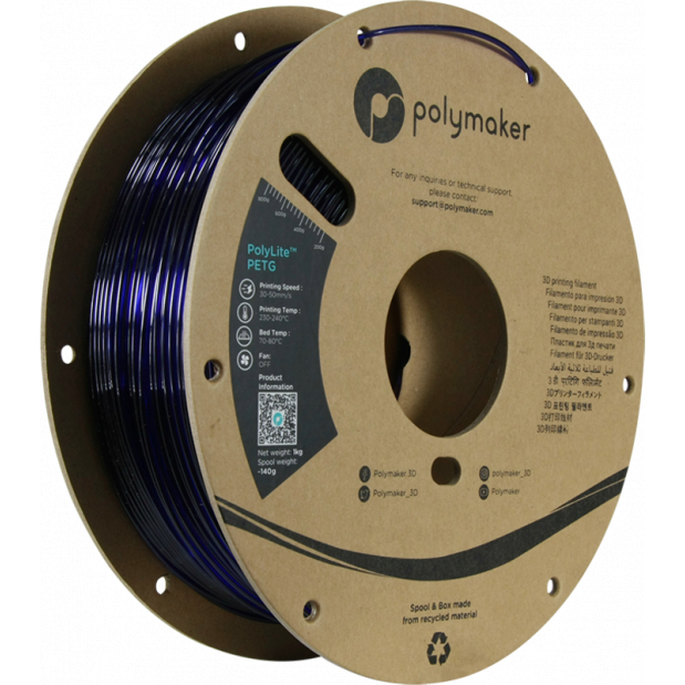 PolyLite PETG Transparant blauw - 1.75mm - 1 kg