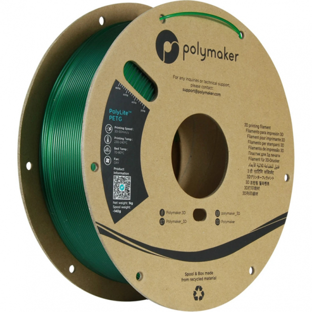 PolyLite PETG Transparant groen - 1.75mm - 1 kg