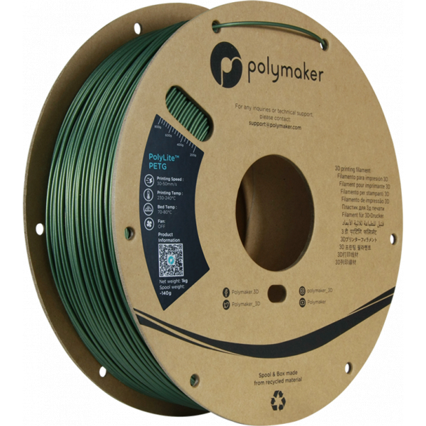 PolyLite PETG Donkergroen - 1.75mm - 1 kg