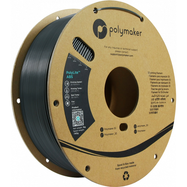 PolyLite ABS Donkergrijs - 1.75mm - 1 kg