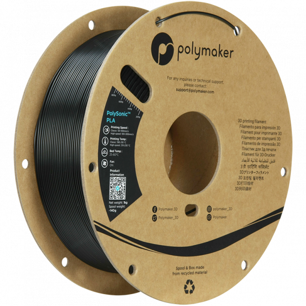 PolySonic PLA (High Speed) Zwart - 1.75mm - 1 kg