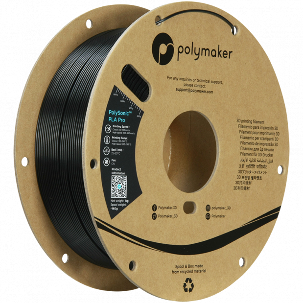 PolySonic PLA Pro (High Speed) Zwart - 1.75mm - 1 kg