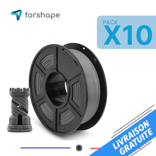 Pak x10 PLA Forshape ecoPLA Grijs - 10 Kg 1.75mm