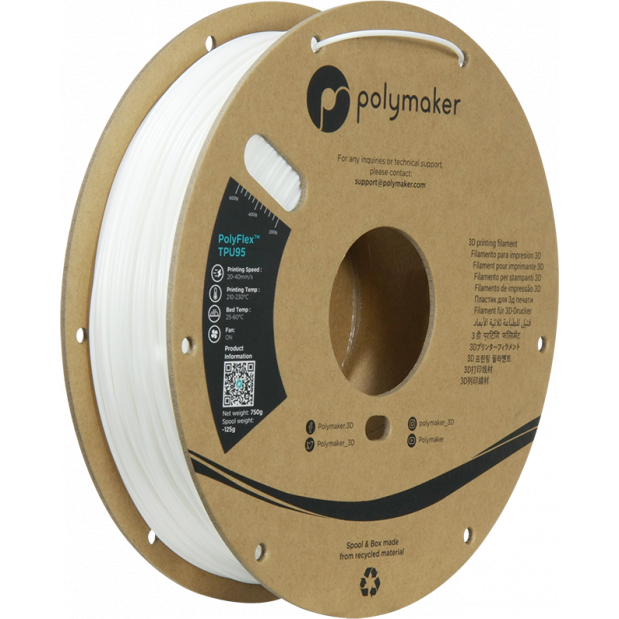 PolyFlex TPU-95A Wit - 1.75mm - 750 g