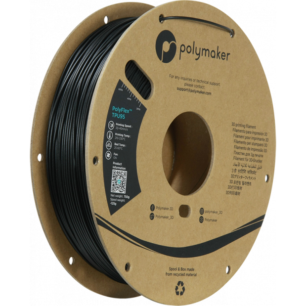 PolyFlex TPU-95A Zwart - 1.75mm - 750 g