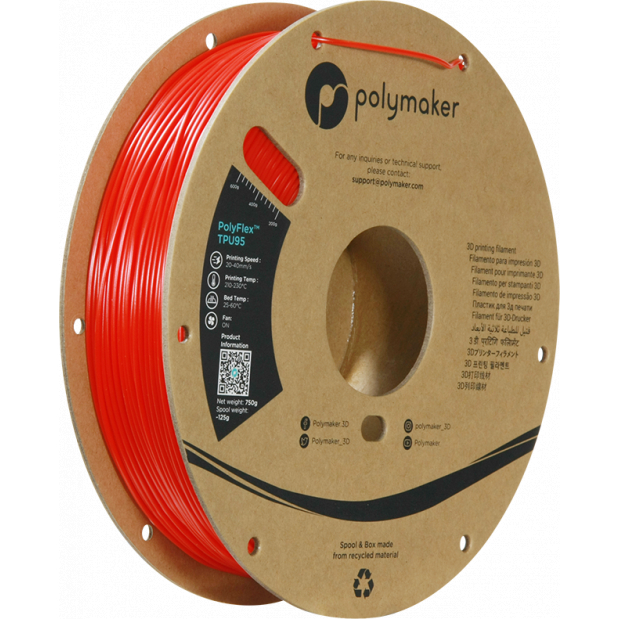 PolyFlex TPU-95A Rood - 1.75mm - 750 g